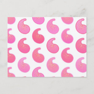 Postal Rosa menta paisley sobre blanco