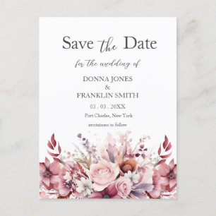 Postal Rosa moderno y polvoriento casamiento rosado salva
