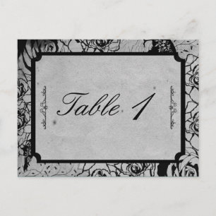 Postal Rosa negro Boda de cuadro gótico número de tabla