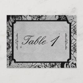 Postal Rosa negro Boda de cuadro gótico número de tabla