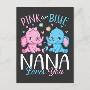 Postal Rosa o Azul Nana te Ama Elefante Bebé