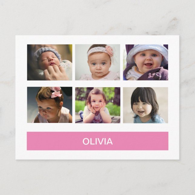 Postal Rosa Pastel Foto Personalizada – Personalizado (Anverso)