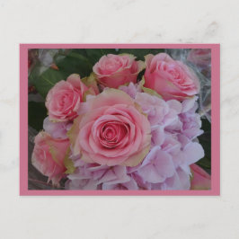 Postal Rosa Pastel y Flores de Hidrangea Postcard DIY