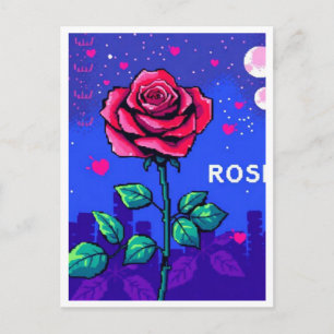 Postal Rosa pixelada estilo retro