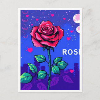 Postal Rosa pixelada estilo retro
