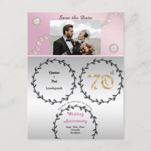 Postal Rosa Platino Dorado 70 Aniversario Guardar la fech