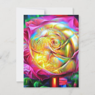 Postal Rosa psicodélico arcoiris