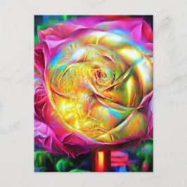 Postal Rosa psicodélico arcoiris
