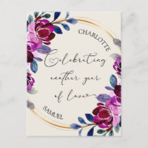 Rosa Púrpura Floral Celebra Amor Aniversario