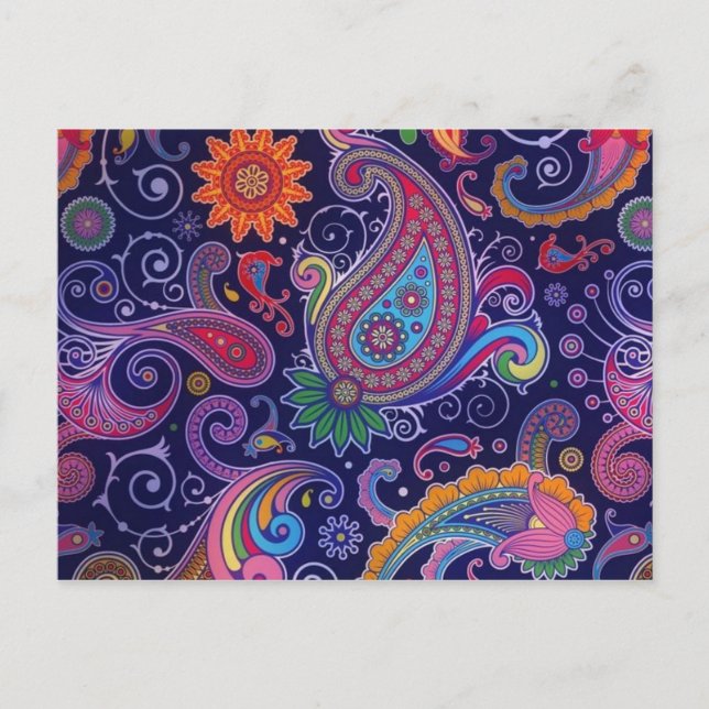 Postal Rosa púrpura paisley (Anverso)