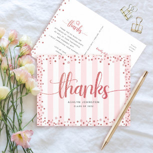 Postal Rosa purpurina de escritura moda graduación gracia
