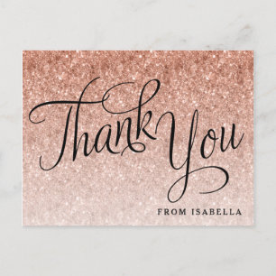 Postal Rosa Purpurina Gold Personalizado Gracias