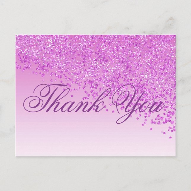 Postal Rosa Purpurina Pink Shades Gracias (Anverso)