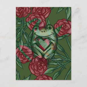 Postal Rosa Rana Rosas Ranas Patrón Rosado Ranita