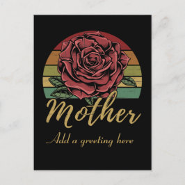 Postal Rosa Roja del Atardecer Retro Afligido Madre