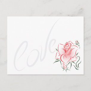 Postal Rosa roja estilizada y amor