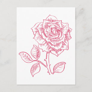 Postal Rosa Roja Floral Boda