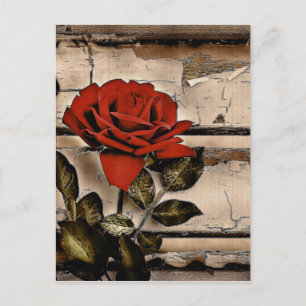 Postal Rosa Roja Rústica De Madera Rústica De Barn De Gru