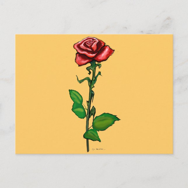 Postal Rosa roja única (Anverso)