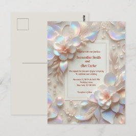 Postal Rosa romántico boda de flores