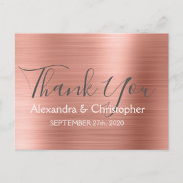 Postal Rosa | Rosa Boda Elegante De Oro Gracias