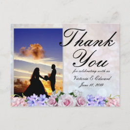 Postal Rosa rosa | Boda Silver Bokeh Gracias