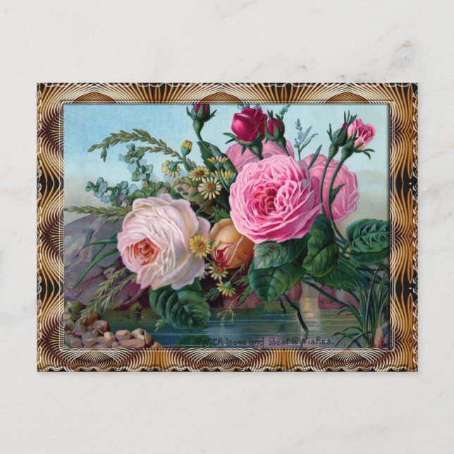 Postal Rosa Rosa Centifolia (Anverso)