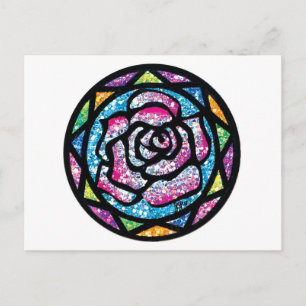 Postal Rosa rosa claro Purpurina esparcido