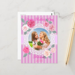 Postal Rosa rosa feliz día de la madre