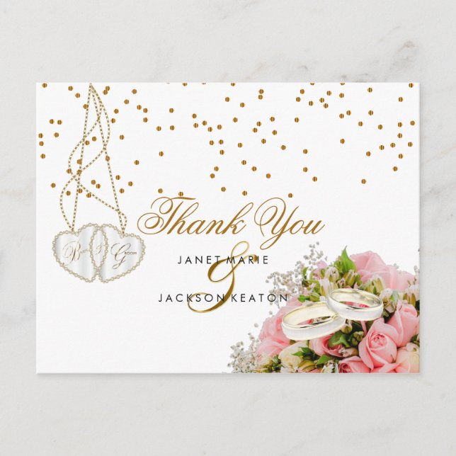 Postal Rosa Rosa Floral Flores - Gracias (Anverso)