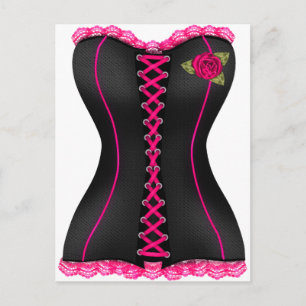 Postal Rosa rosa rosa negro de Corset