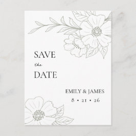 Postal Rosa Salvaje En Sage Simple Guardar La Fecha