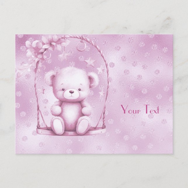 Postal rosa Teddy Bear (Anverso)