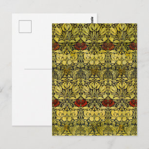 Postal Rosa Tulipán Dorado William Morris Papel Pintado V
