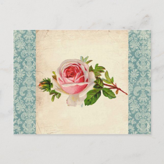 Postal Rosa victoriano y Damask (Anverso)