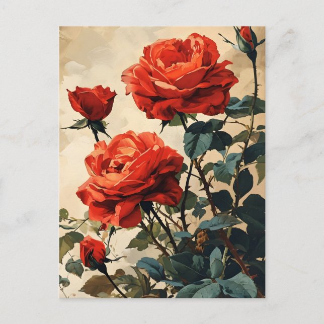 Postal Rosa Vintage de cerca: Elegancia eterna (Anverso)