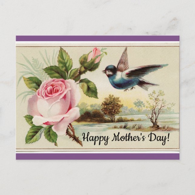 Postal Rosa Vintage Y Ave (Anverso)