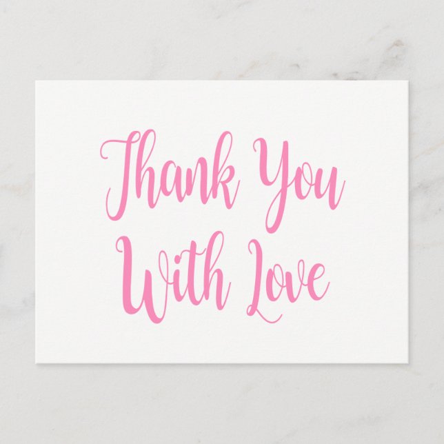 Postal Rosa y Blanco Gracias Fiesta de Bodas Ducha Bridal (Anverso)