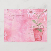 Postal rosa y flor
