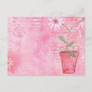 Postal rosa y flor