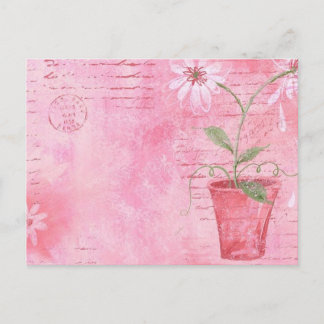 Postal rosa y flor