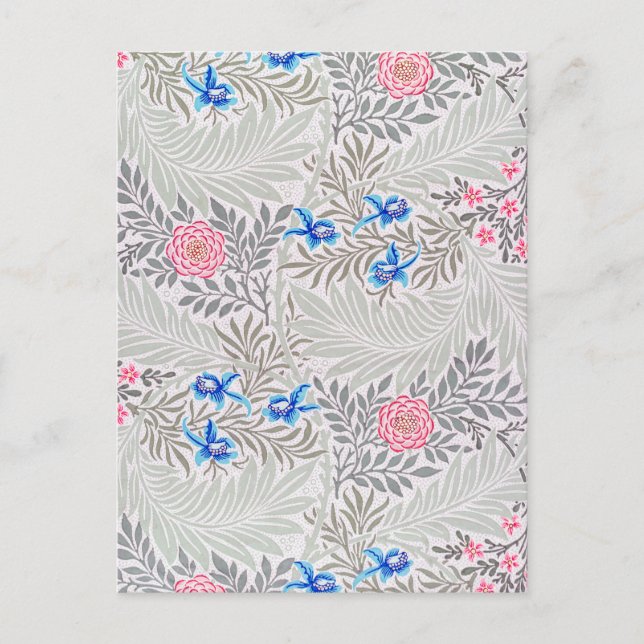 Postal Rosa y Larkspur, William Morris (Anverso)