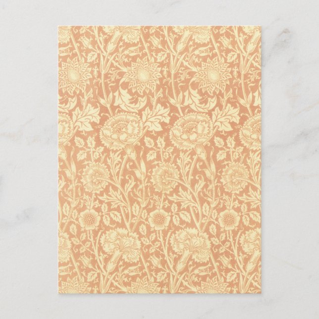 Postal Rosa y Rosa de William Morris, Flores de época (Anverso)