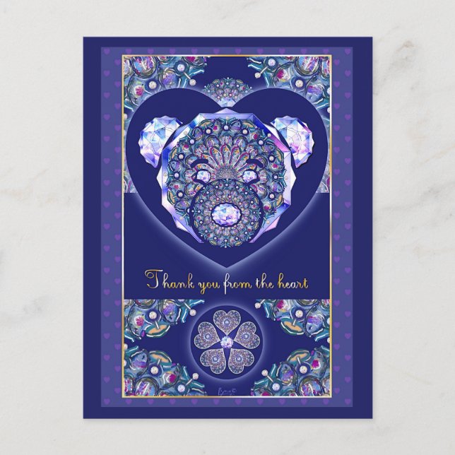 Postal Rosace azul o rojo para bebé y niño (Anverso)