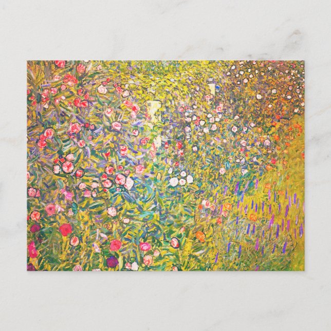 Postal rosada de las flores de Gustavo Klimt (Anverso)