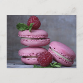 Postal rosada de los pasteles franceses de