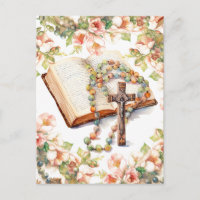 Rosario Católico Biblia Floral Religiosa
