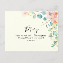 Postal Rosario Católico Eucalyptus Peach Religioso Floral