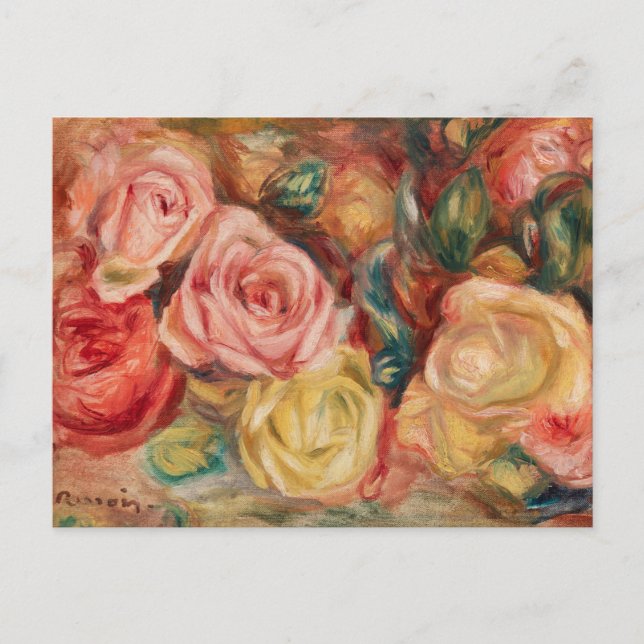 Postal Rosas (1912) de Pierre-Auguste Renoir Bella Artes (Anverso)