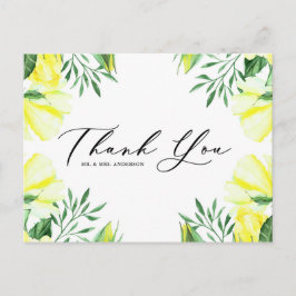 Postal Rosas Amarillas y Peonies Bouquet Boda Gracias